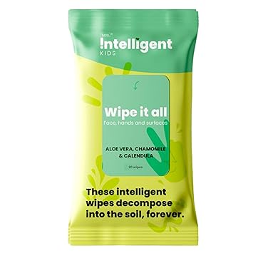 TuCo Intelligent Kids Wipe it all Face, Hands & Surface Wet Wipes for Age 3+ Kids Skin, Enriched with Aloe Vera & Calendula - 20 Wipes (Pack Of 1)