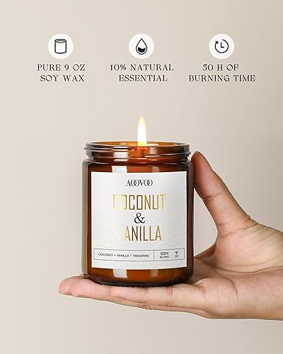 Miniatura 139 de AOOVOO Velas de canela de manzana, velas perfumadas de 9 onzas, vela de aromaterapia, vela de soja para el hogar