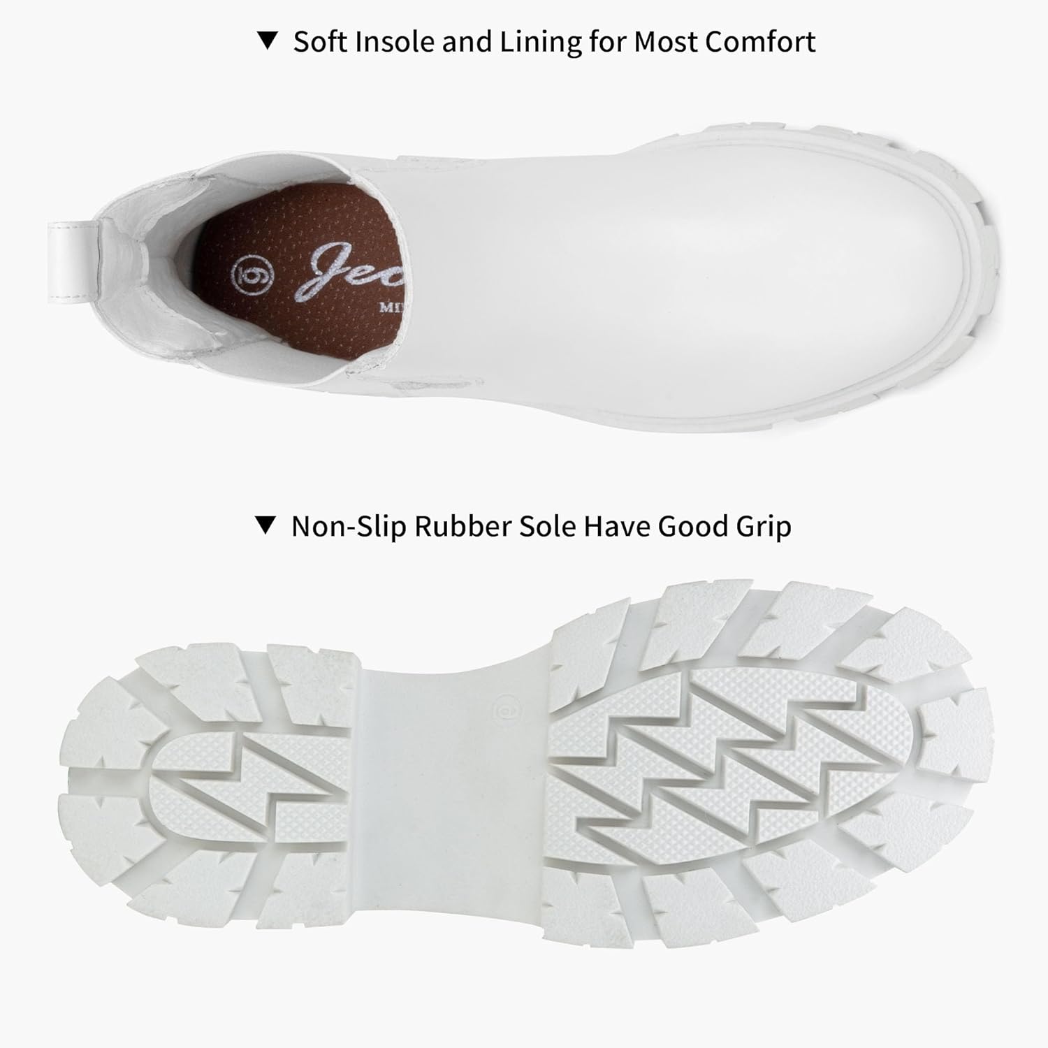 Jeossy Women's 9620 Chelsea Combat Boots, Platform Ankle Boots Chunky Heel, Fashion Lug Sole Slip on Booties with Elastic Band - Image 6