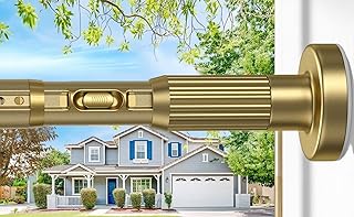 ZipGlo Tension Curtain Rod 40-120in Gold Adjustable Curtain Rod NO Drilling Heavy Duty Tension Rods for Bathroom Living Room Divider Outdoor Patio