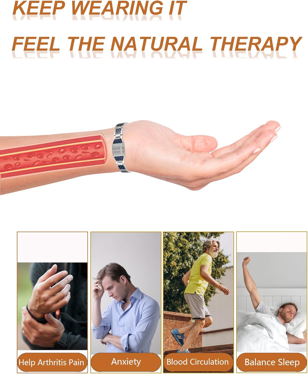 Magnetic Bracelet for Men, Christian Cross Jesus Stainless Steel Magnetic Therapy Bracelets,（Silver） - Image 4