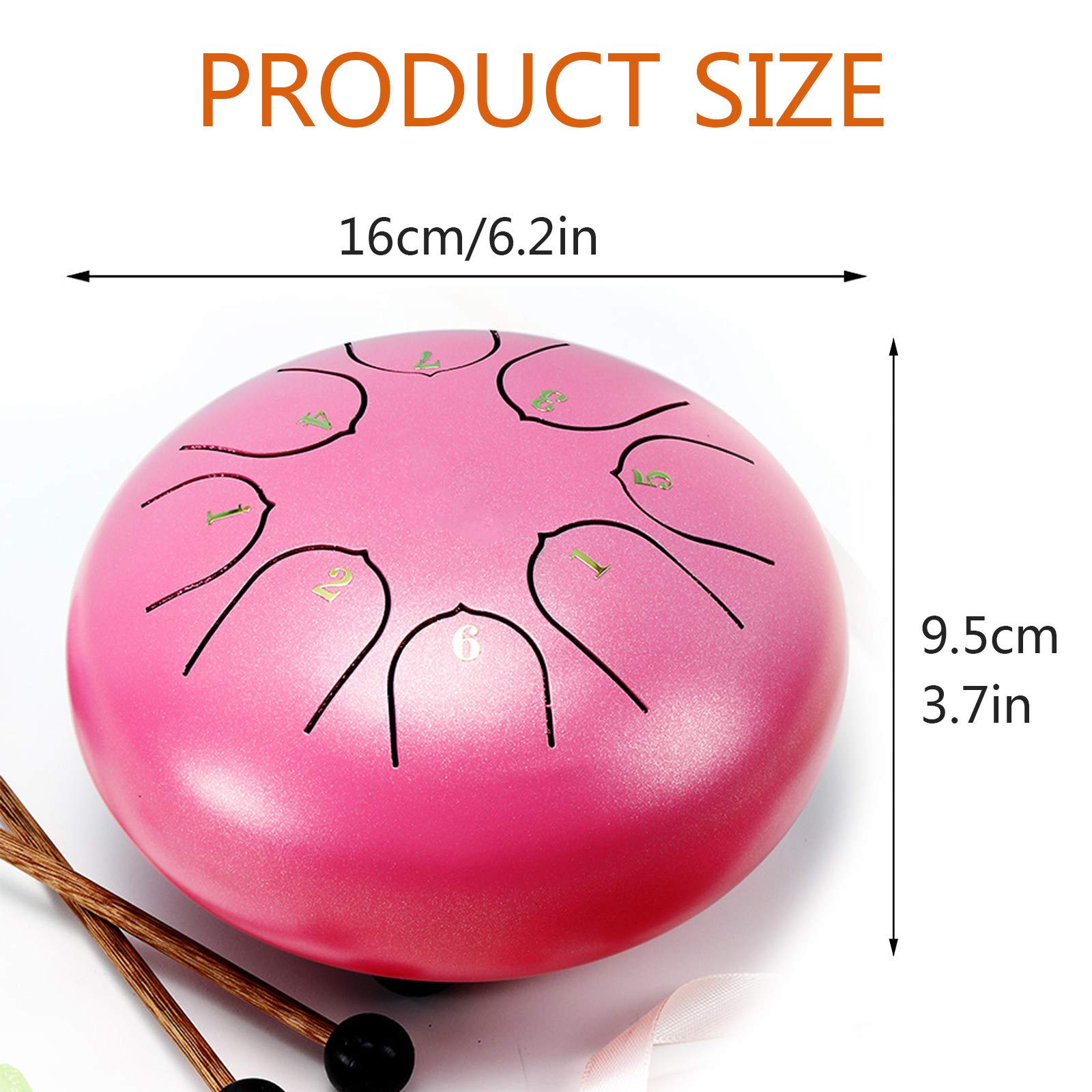 Stalowy bęben dla dzieci dorosłych, 8 notatek 6 cali Lotus Handpan Drums Kit-instrument perkusyjny-bęben ręczny z torbą, książeczka muzyczna, młotki, dla początkujących, fioletowy
