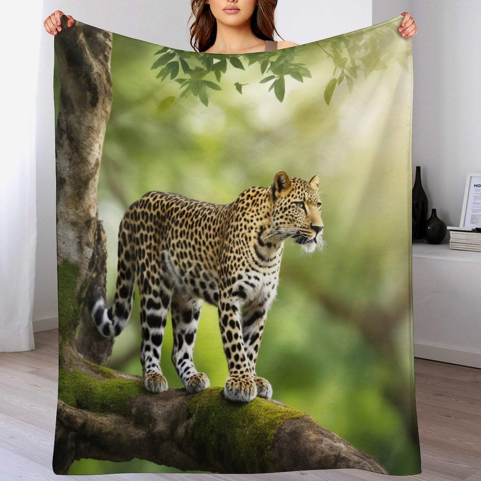 Couverture polaire guépard contre le froid plaid chaud en flannel pour lit