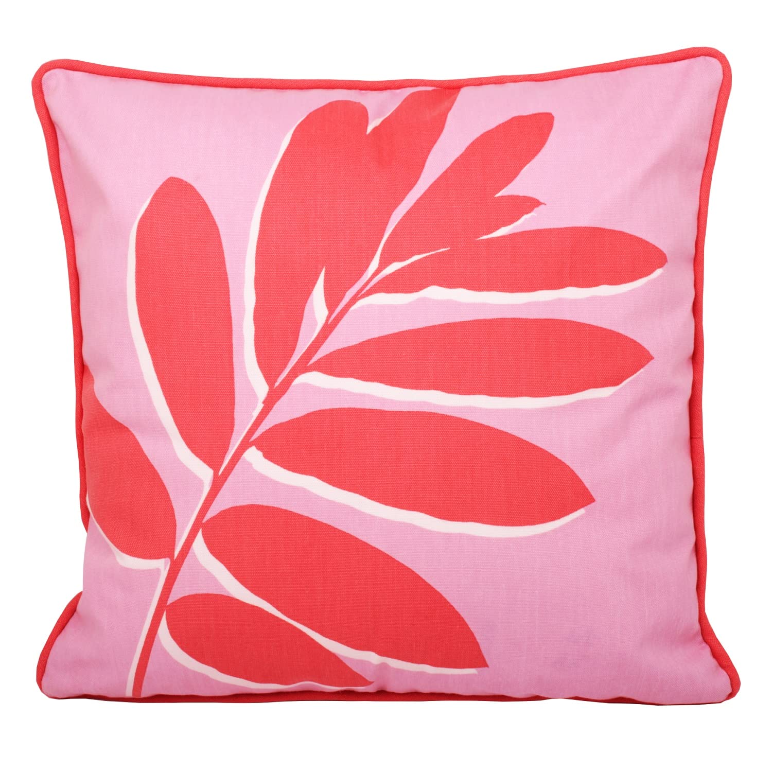 Fusion  Pink Leaf Print Indoor Outdoor Filled Cushion in Size 43, Sports Direct