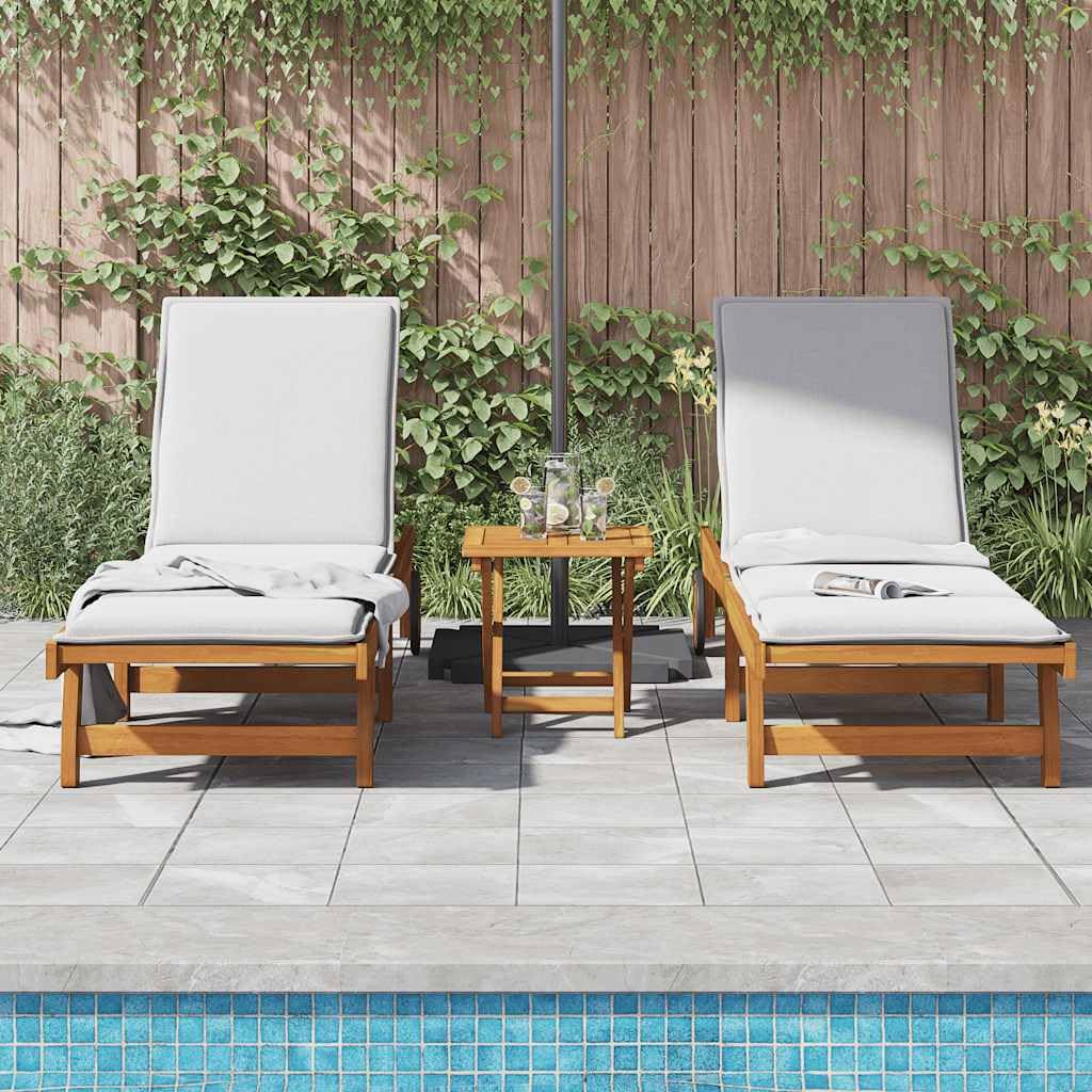 2 lettini prendisole con ruote in legno massiccio di acacia, schienale regolabile in 4 posizioni, sdraio da giardino pieghevole per balcone, terrazza e piscina, portata fino a 110 kg