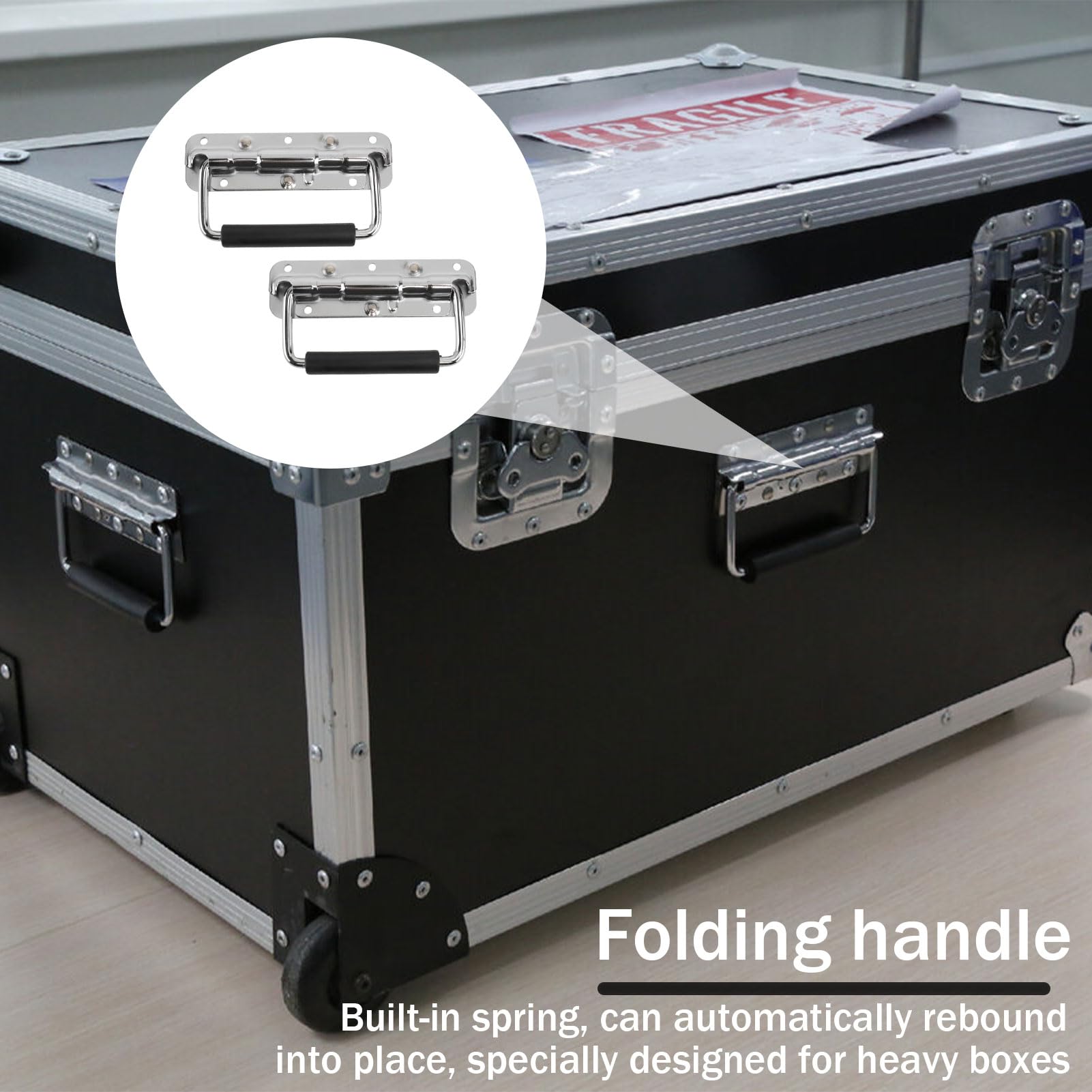 ZTMAKYLH 4 stuks hardware boxgreep, roestvrij stalen kistgreep, kistgreep, flightcase handvat, inklapbare handgrepen, vervanging en installatie van
