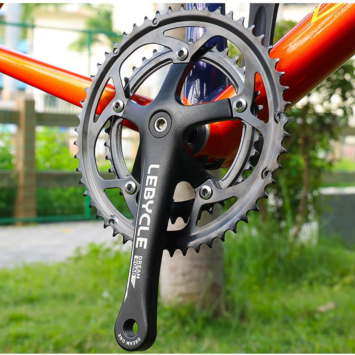 Koło łańcuchowe 170 mm z rozstawem osi 130 mm, podwójna taca 53/39 zębów, ze stopu obrabianego CNC.