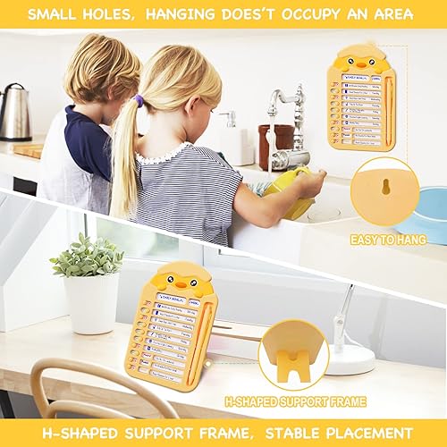 Miniatura 6 de LEOQINA Tabla de tareas para niños, varios niños, lista de tareas pendientes, tablero de mensajes de planificación desmontable, 13 cartulinas,