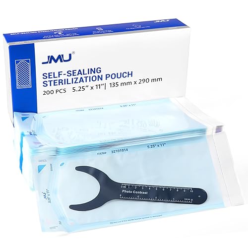 JMU 200 bolsas de esterilización autosellantes, bolsas de autoclave de 5.25 x 11 pulgadas (5.25 x 10)