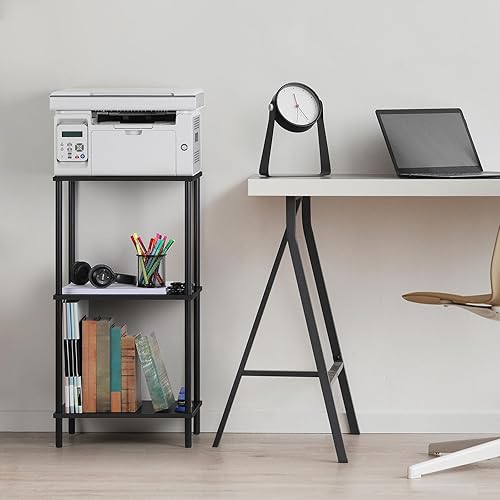 Miniatura 6 de ETELI Mesa auxiliar de 5 niveles de altura de 58.6 pulgadas de alto, estante esquinero negro con almacenamiento multifuncional soporte de mesa