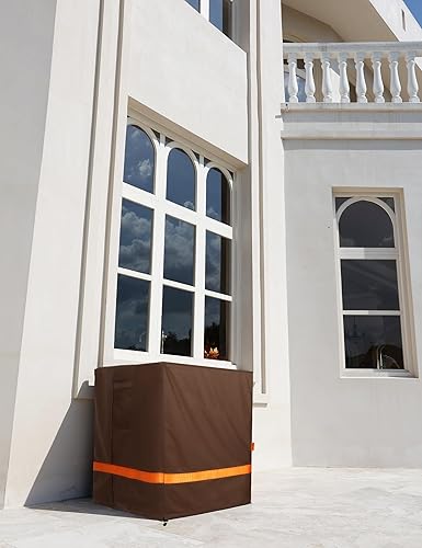 Miniatura 4 de Joyhalo Cubierta de aire acondicionado, cubierta impermeable para unidad exterior, duradera 600D Oxford Ac cubre al aire libre con correas
