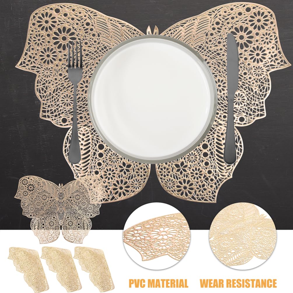 Posavasos Decorativos de PVC Dorado Mariposas Caladas 6 Piezas
