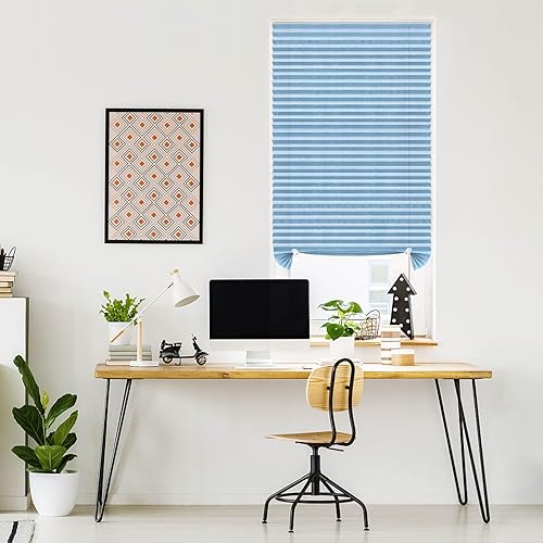 Miniatura 9 de Persianas adhesivas para ventanas, persianas impermeables para el hogar, pantalla de papel plisada opaca, fácil de cortar, bloqueo solar temporal,