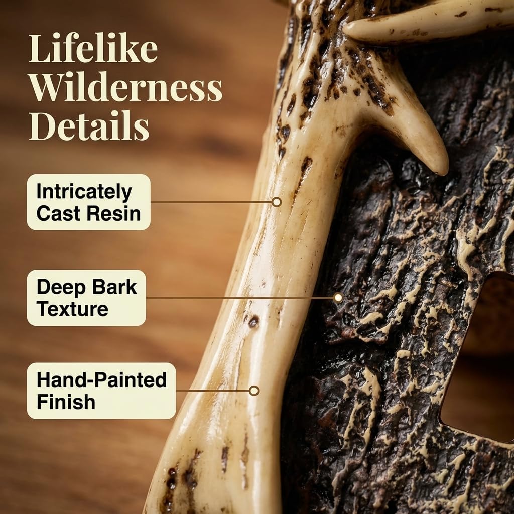 Rustic Deer Buck Antler Wall Plate Cover for Cabin Lodge or Hunter Man Cave Decor (Single Light Switch)