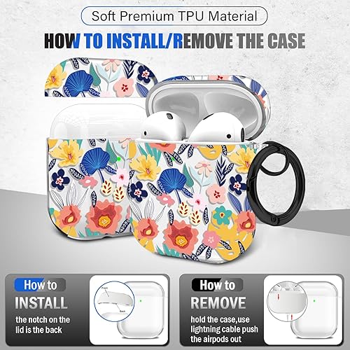 Miniatura 4 de Maxjoy Funda compatible con AirPods de 2 generación, bonita funda protectora suave con diseño de flores para AirPods Gen 1 y 2, diseño de flores