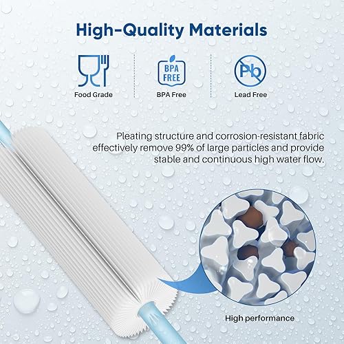 Miniatura 7 de PUREPLUS Filtro de sedimento plisado para toda la casa de 20 micrones de 10 x 2.5 pulgadas para agua de pozo, cartucho de repuesto para sistema