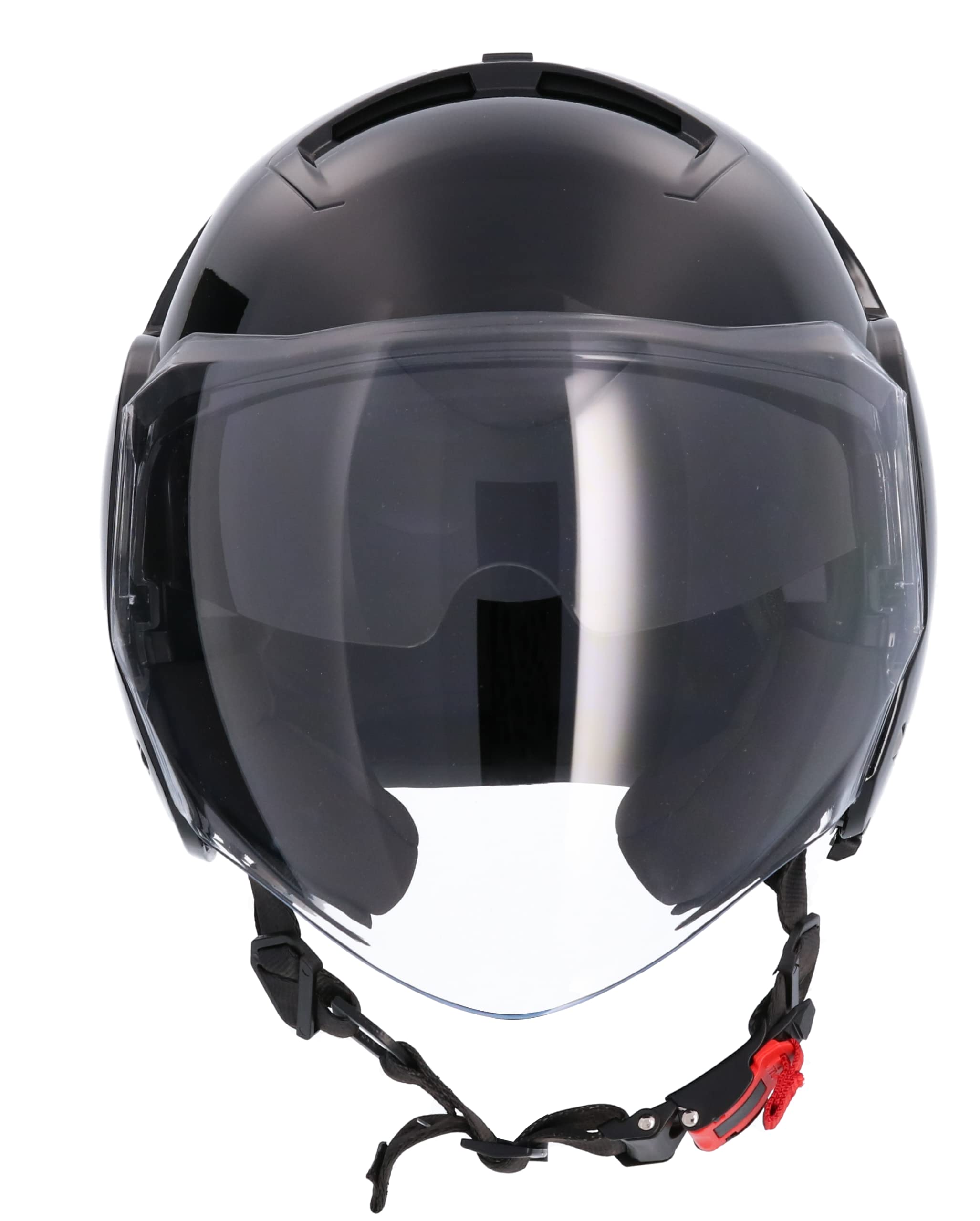 Casco Tokio SH-64 SV Monocolor HOMOLOGADO Unisex con Gafas DE Sol (Negro Brillo, XS)
