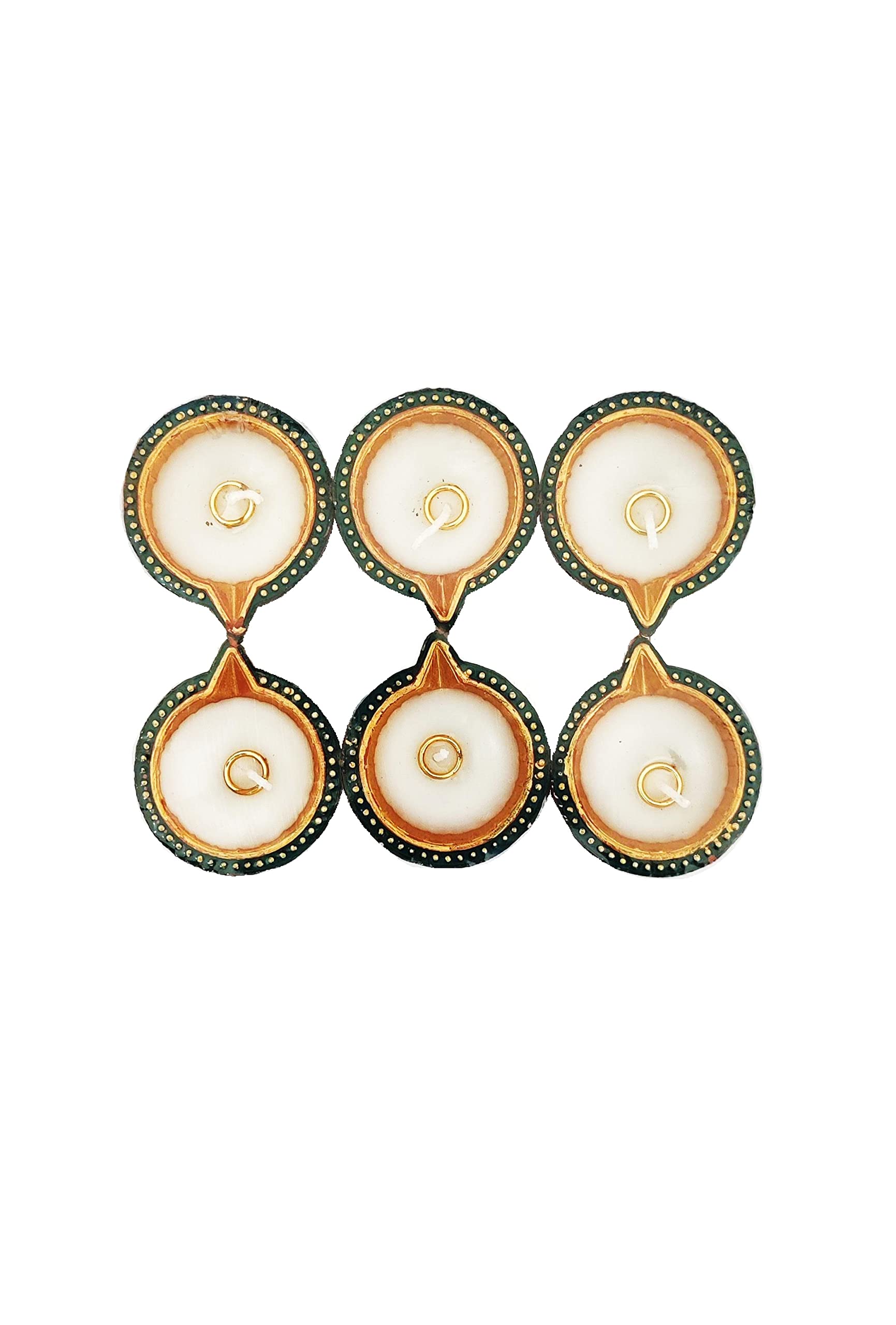 AANSSS 6 Pack Handmade Wax Diya/Deepak/Clay Lamps/Earthen Oil lamp for Puja, Decoration, Diwali