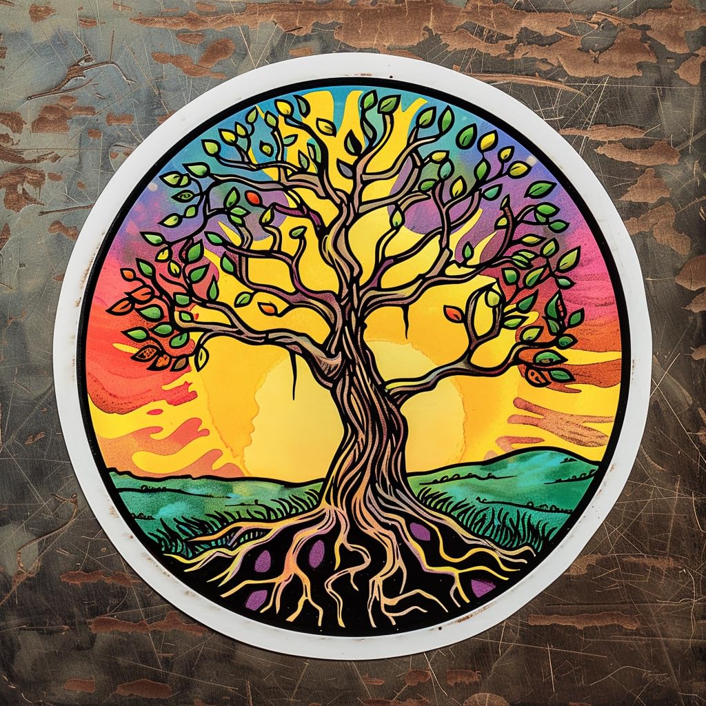 Tree of Life Nature Lover Sticker for Car, Bike, SUV, Truck, Helmet, Laptop, Water Bottle, Notebook, Decal Window, Guitar, Skateboard, Bumper Vinyl Sticker 5 inch, Mutli, KG 158