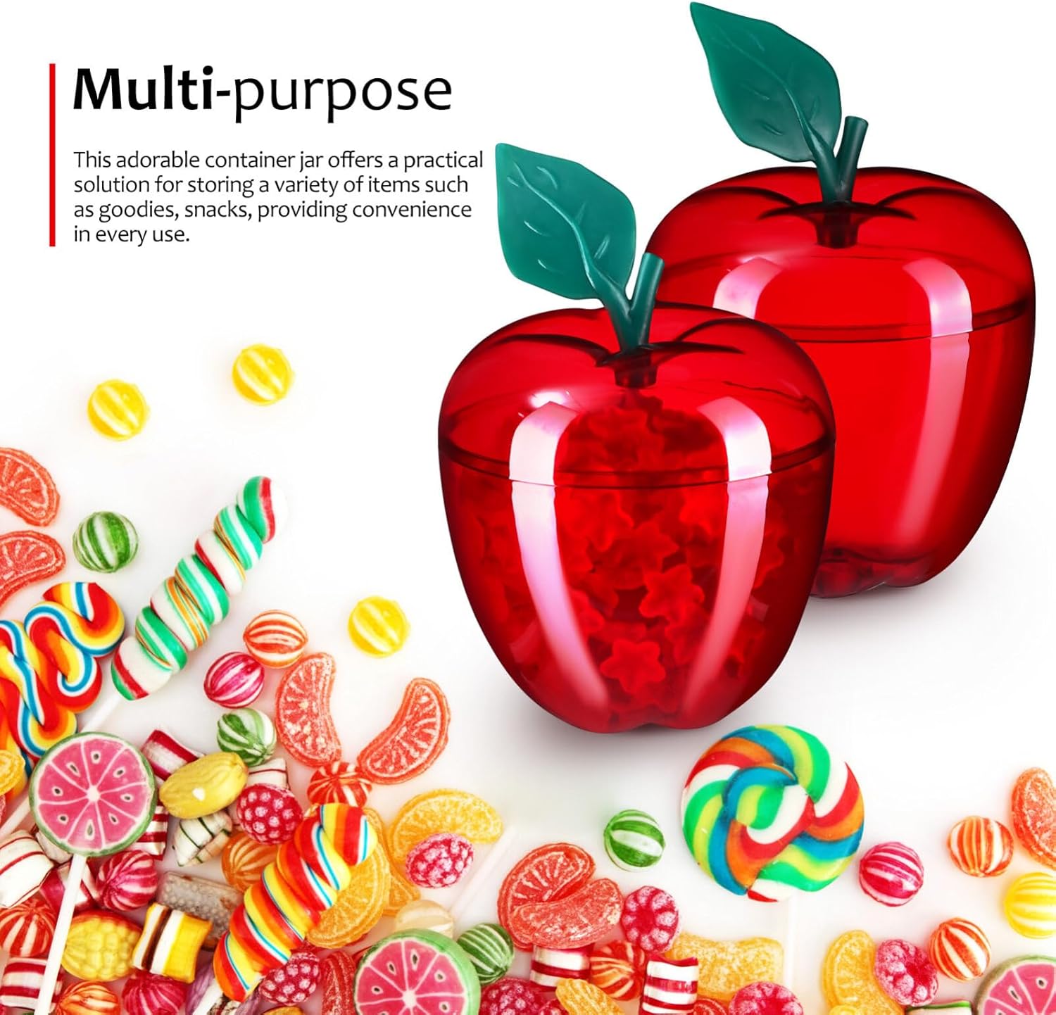 ABOOFAN Apple Shaped Candy Jar Set 4pc Reusable Plastic Containers Candy Storage Jars Lids for Kitchen Office