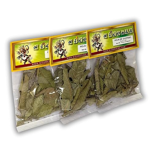Nicomex - Hoja de Guayabo, hoja de guayaba seca 100% natural. Té de Hierbas.1 oz cada bolsa (0.12 oz), paquete de 3 bolsas.