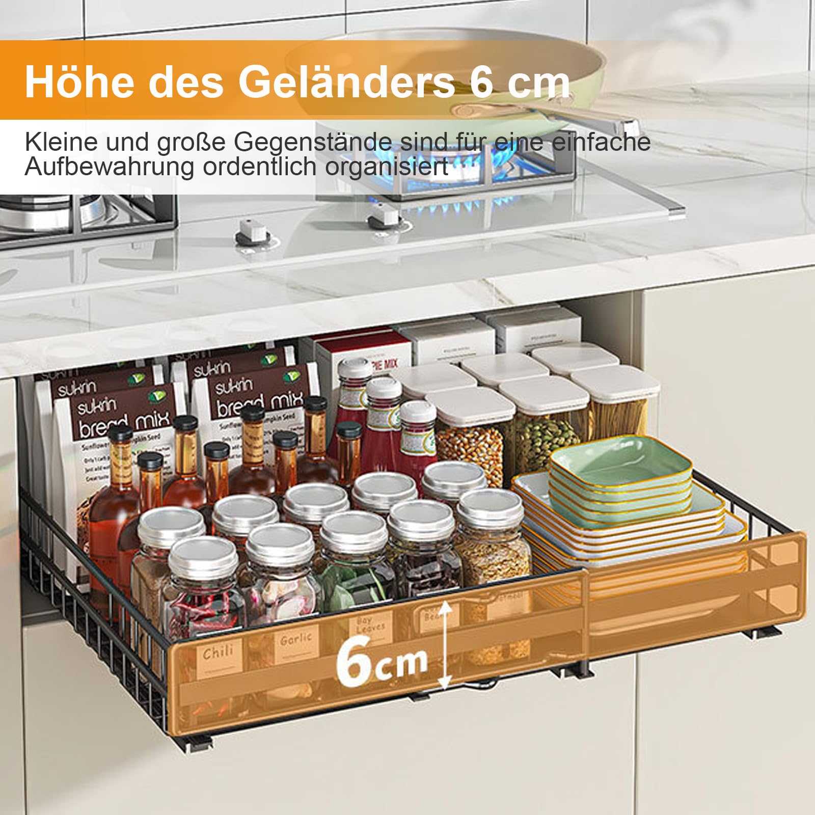 2 pack Organisateur de l'armoire de tirage extensible, organisateur de l'armoire à glissement télescopique pour cuisine, organisateur d'armoire de largeur réglable (blanc)
