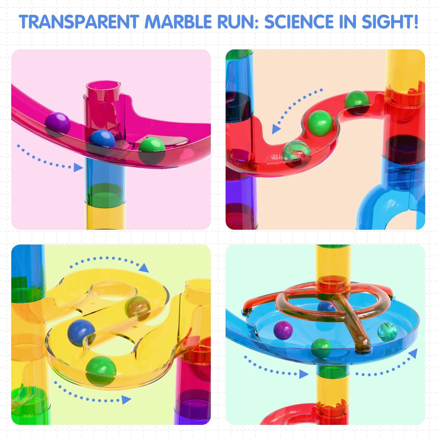 Marble Run, 109Pcs Marble Maze Game Building Toys for Kid, Upgrade Mable Track Race Construction STEM Learning Toy, Birthday for Boys Girls Aged 3-12