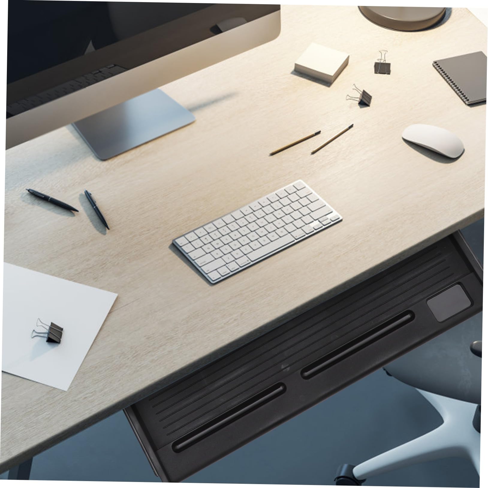 Bandeja deslizante para teclado con rieles de acero, almacenamiento de escritorio de oficina y nización de computadora, cajón ajustable para teclado para eficiencia ergonómica del espacio de trabajo