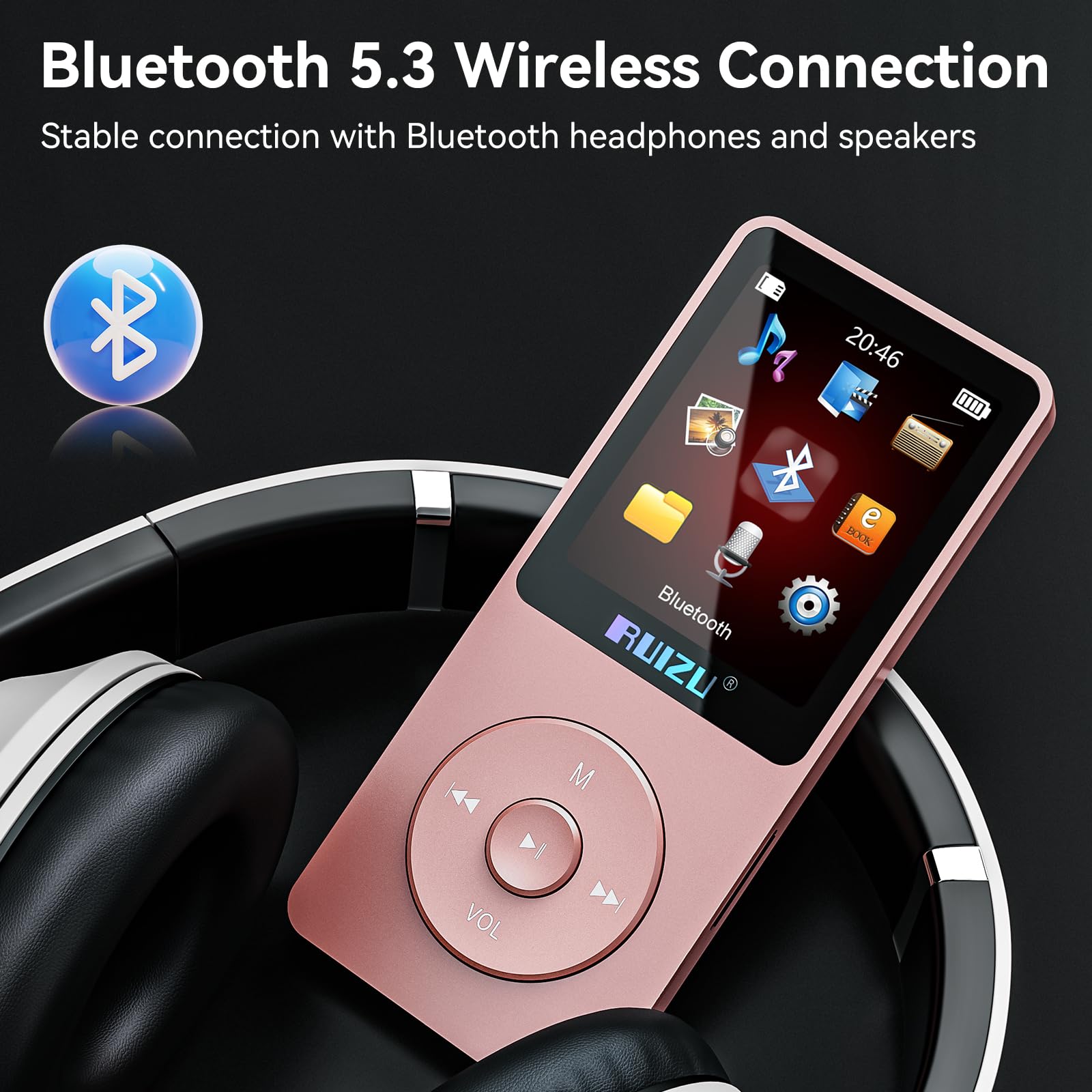 RUIZU Lettore MP3 64GB Bluetooth 5.3 Portatile con Tasti Fisici