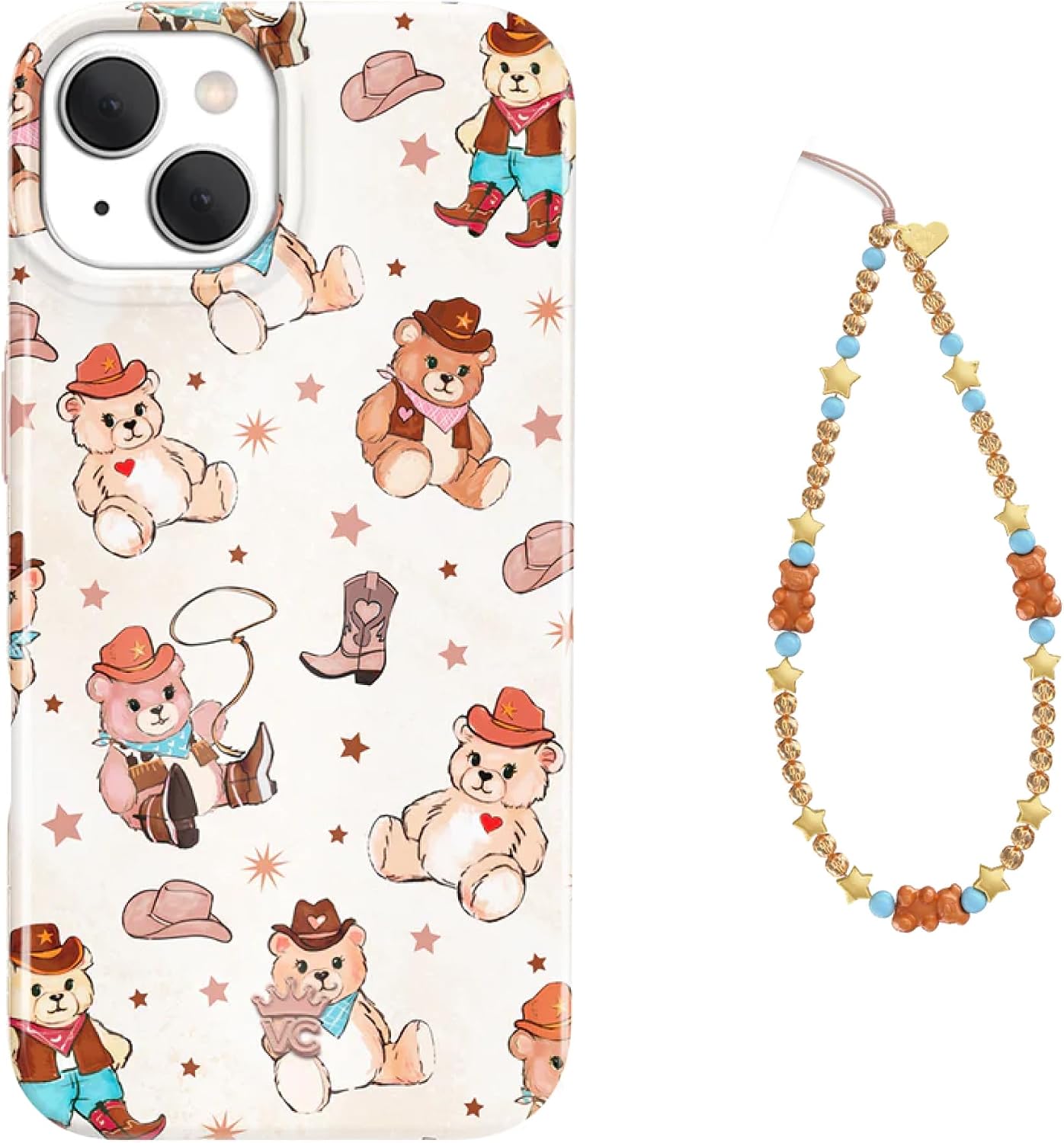 Phone Charm + iPhone 15 Plus Case (Bundle - Cowboy Teddy Bear)