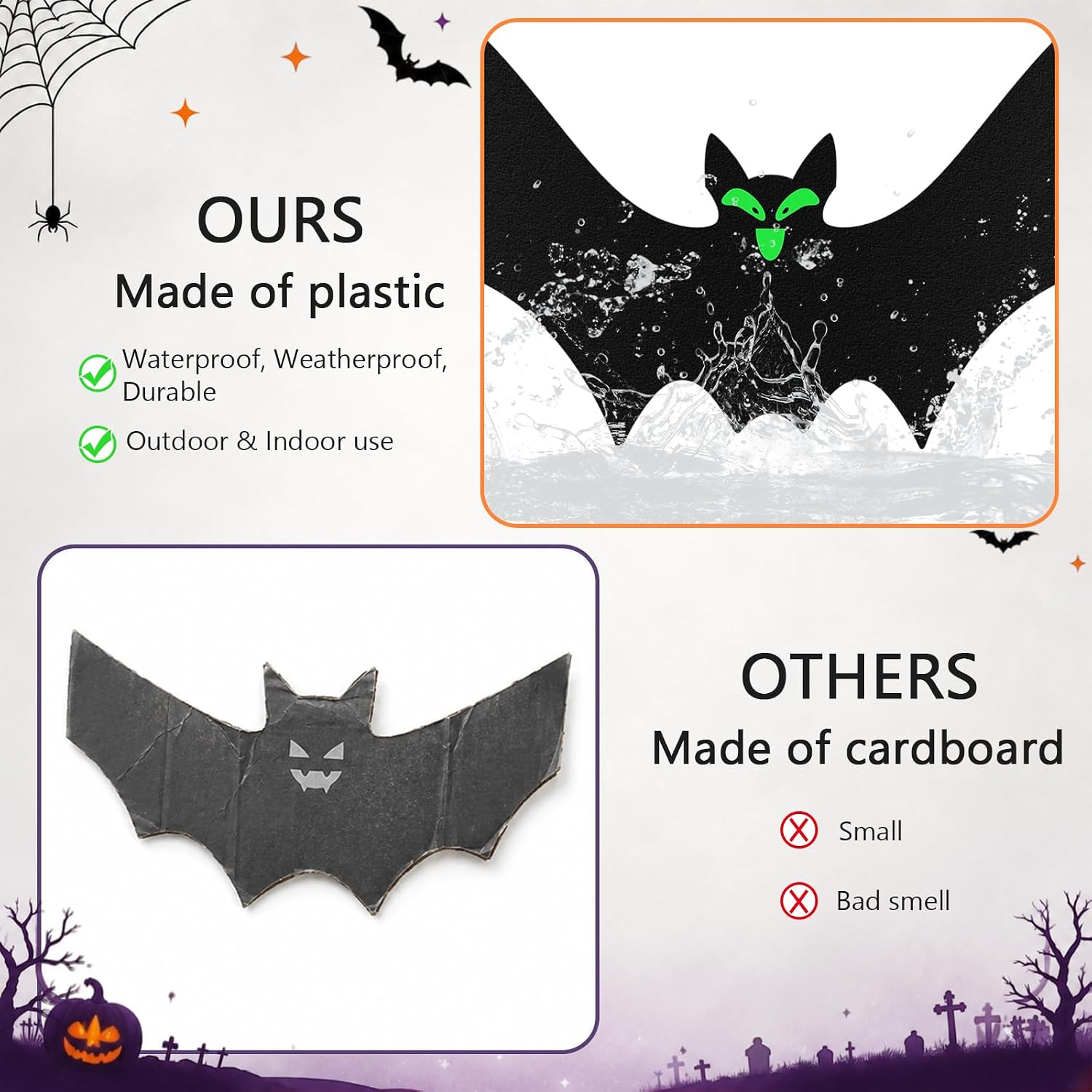 WHYMEO 65 Pcs Halloween Bats Ceiling Decoration Indoor Wall Hanging Decor image 3