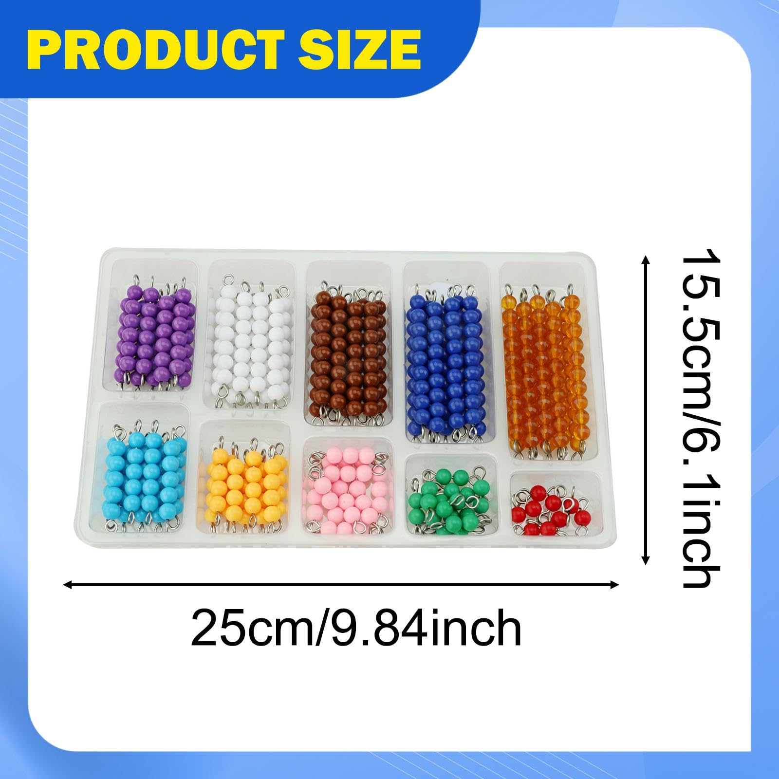 F Fityle 10 Piezas de Cuentas para Niños Juego Educativo de Matemáticas Material de Tablero de Ajedrez para Numeros Función de Suma y Resta
