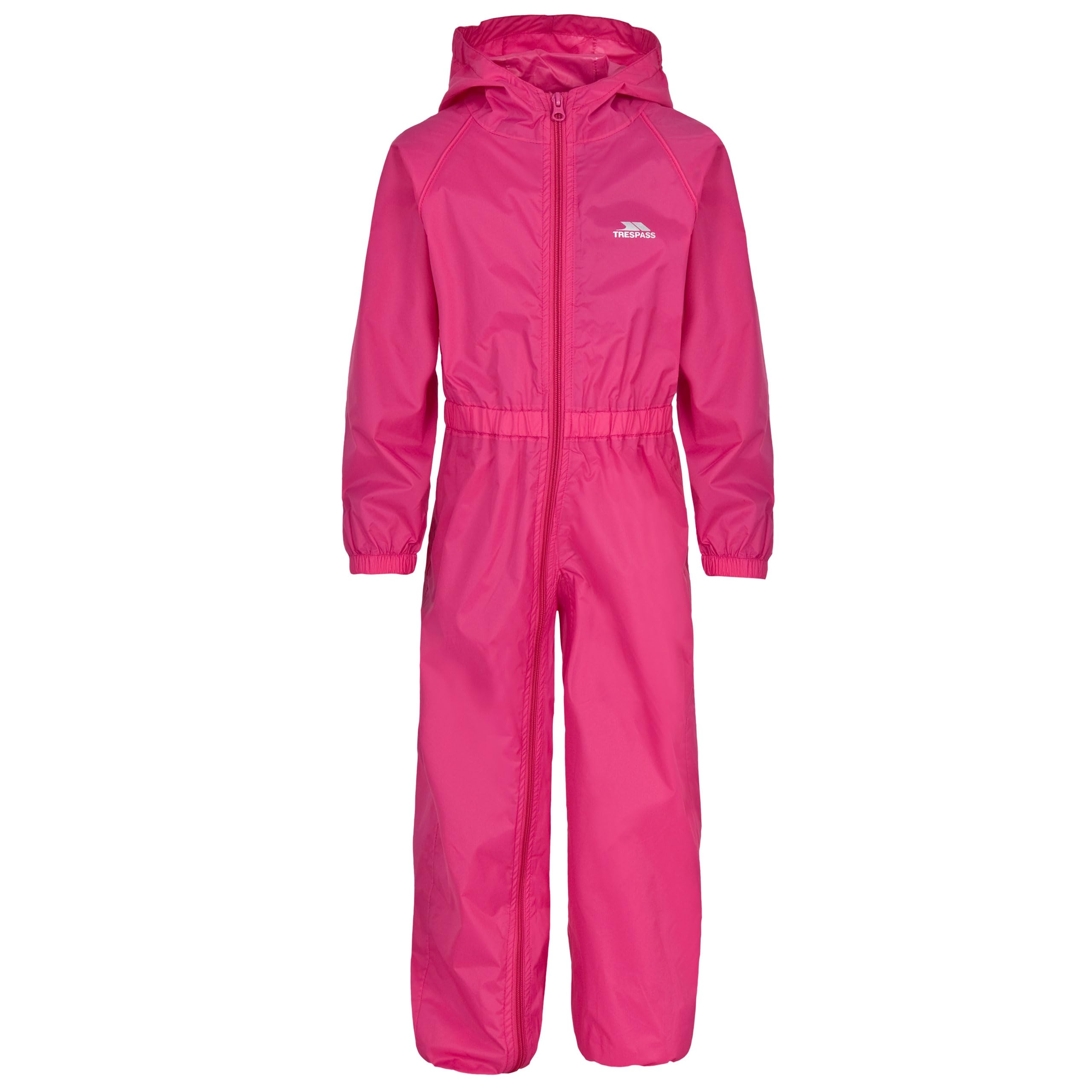 Trespass Girl's Button Rain Suit, Pink, 2-3 Years UK