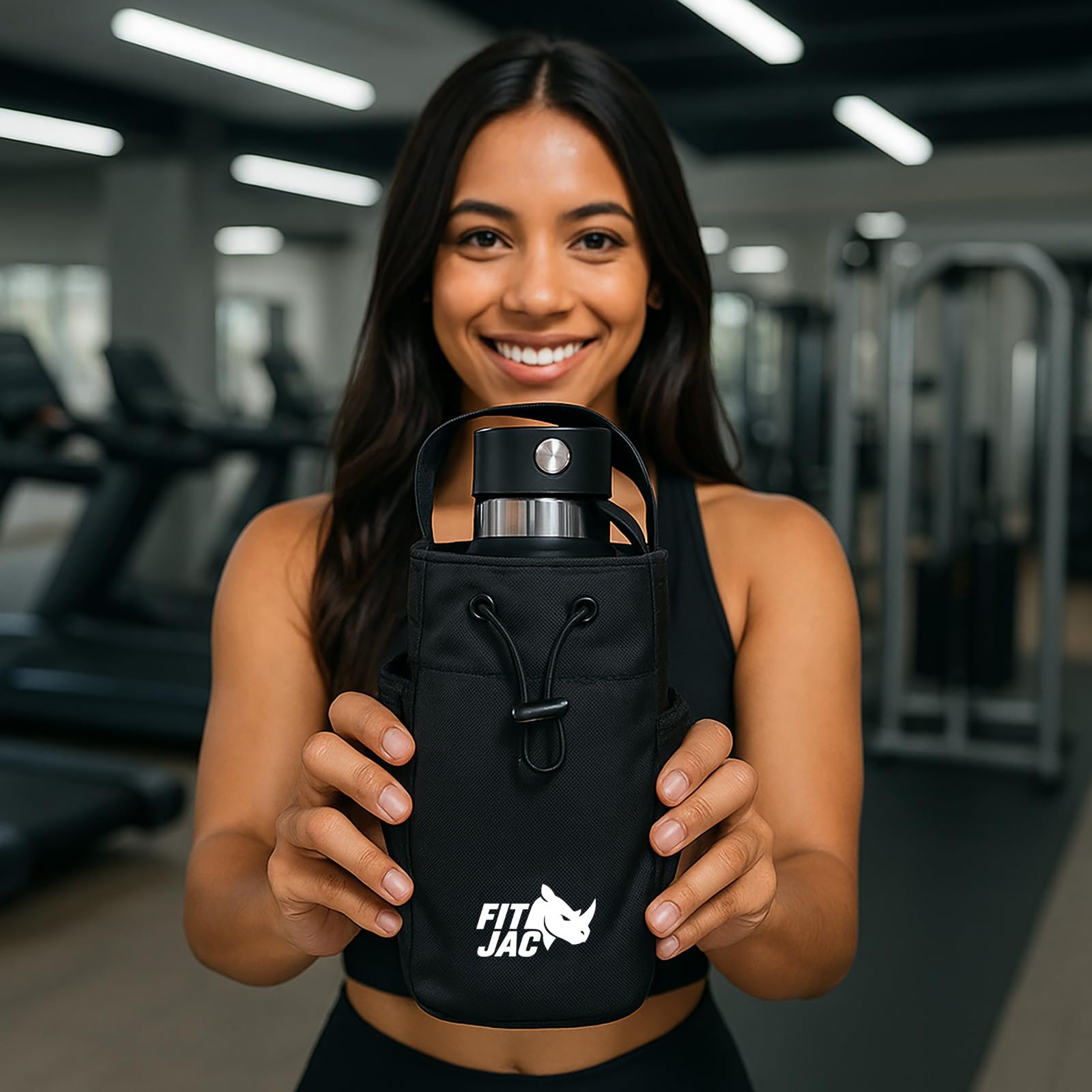 Bolsa Deportiva Magnética de Gimnasio | Bolso Deportivo con Imanes | Impermeable y Compacta | Mantén tu Móvil, Botella y Llaves Siempre a Mano | Unisex para Gym o Fitness (Negro)