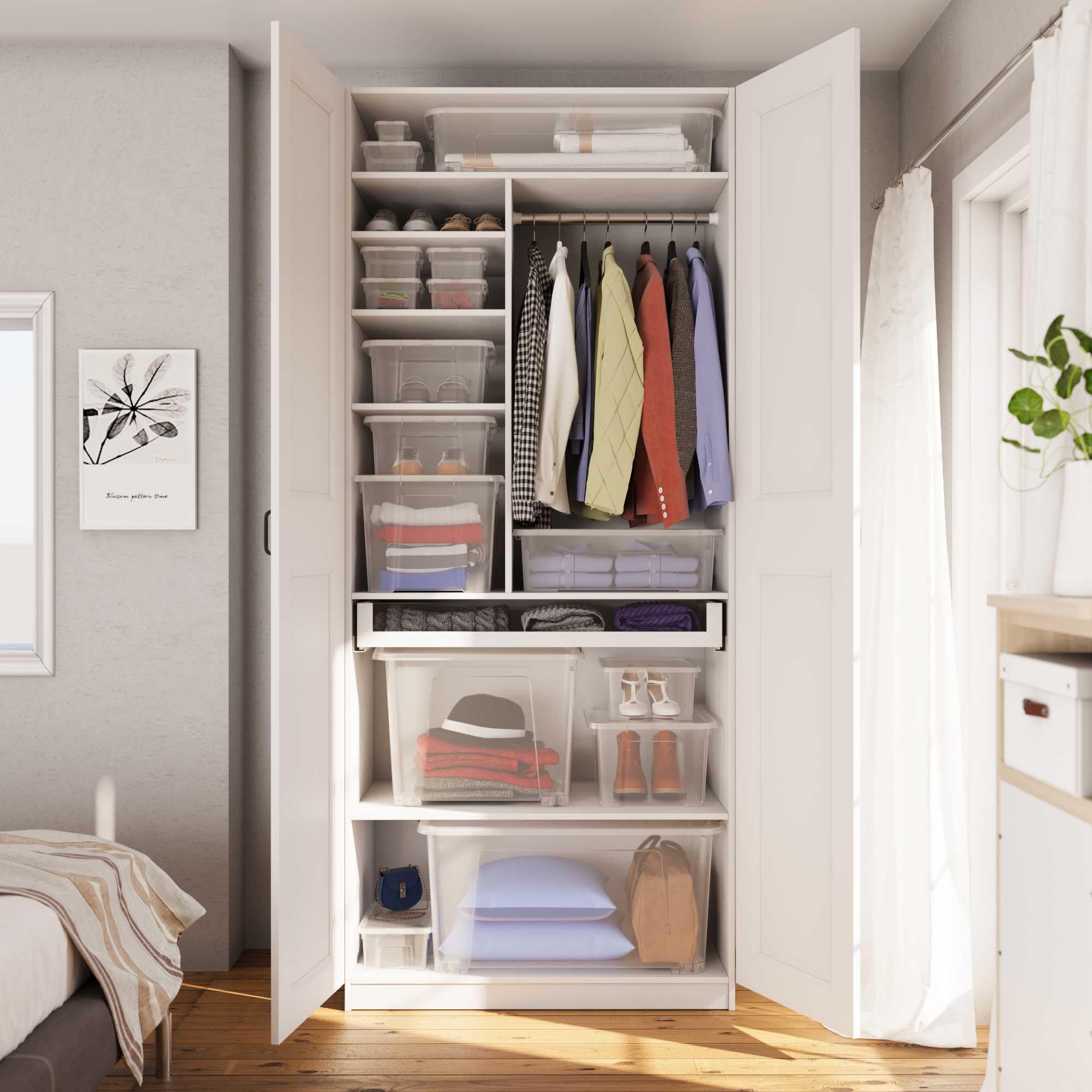 SUNDIS View Box, 10 scatole portaoggetti 10L, con coperchio, impilabile | Plastica trasparente, ideale per riporre gli oggetti negli armadi, in ufficio, in lavanderia o in bagno