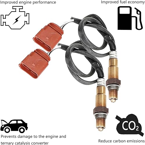 Miniatura 4 de 2 piezas 234-4753 sensores superiores y bajo O2 de repuesto para Audi 2000 2001 2002 TT Quattro 1.8L Upstream y Downstream Sensores de oxígeno