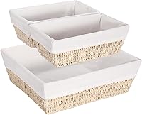Vista 1 de Vagusicc Cesta de almacenamiento, juego de 3 cestas de mimbre de cuerda de papel tejida para almacenamiento con asas, cubos grandes de 15 pulgadas
