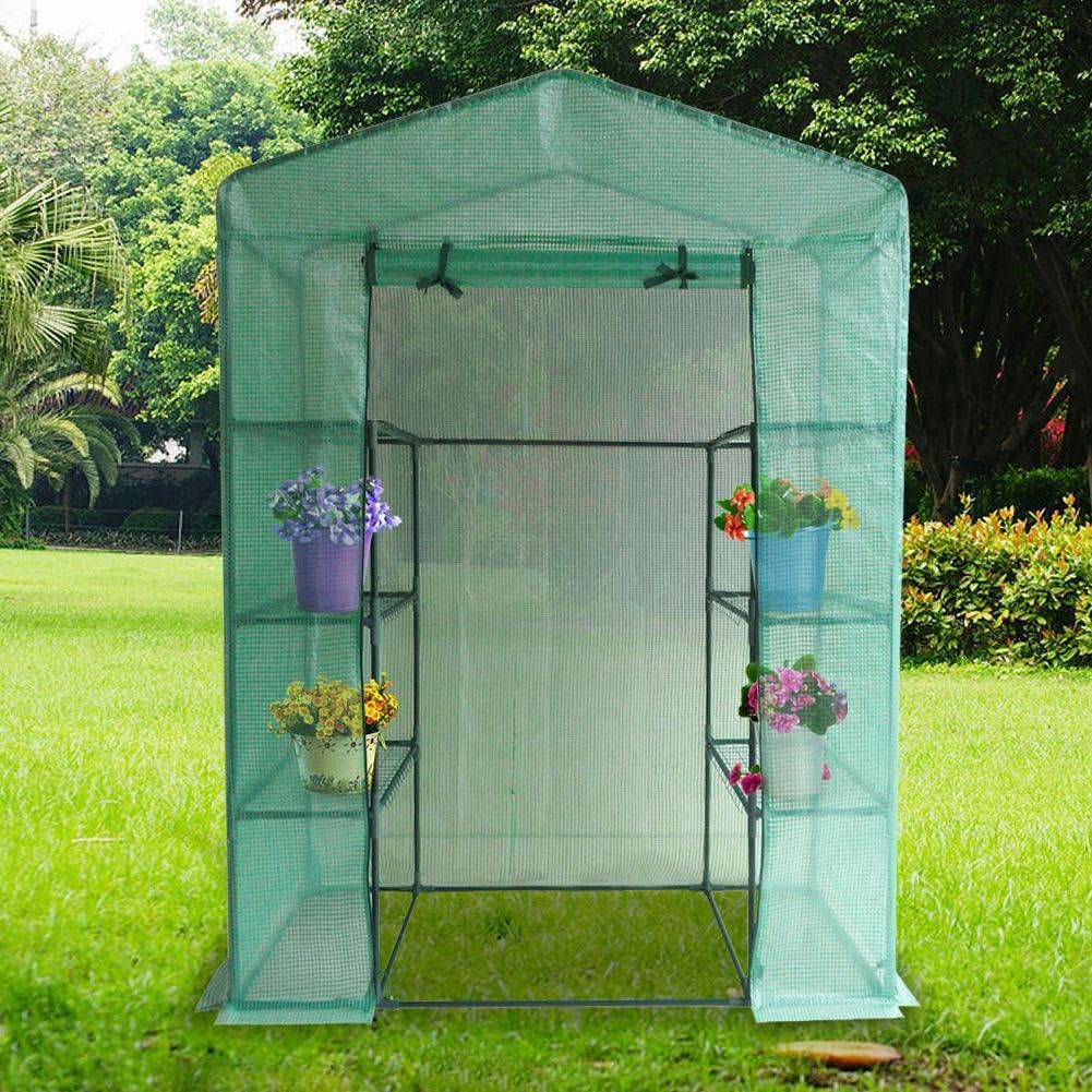 Serra da Giardino Copertura Griglia in PVC Walk-in, Impermeabile Anti-UV, 143x73x195 Cm