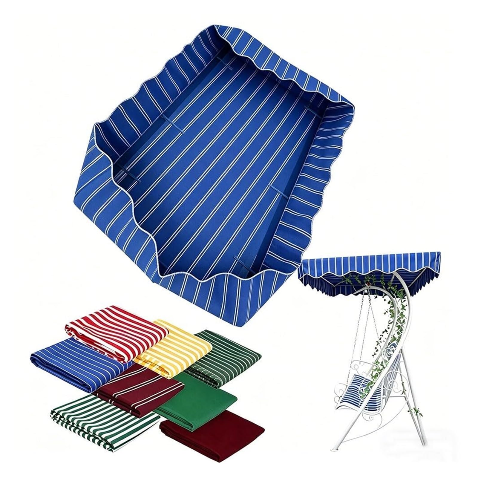 Swing Roof Cover Universal Replacement Canopy for 2-3 Seater - Weatherproof Sun Canopy 142 x 120 cm / 210 x 145 cm for Garden Swing (Blue, 164 x 114 cm / 65 x 45 inches)