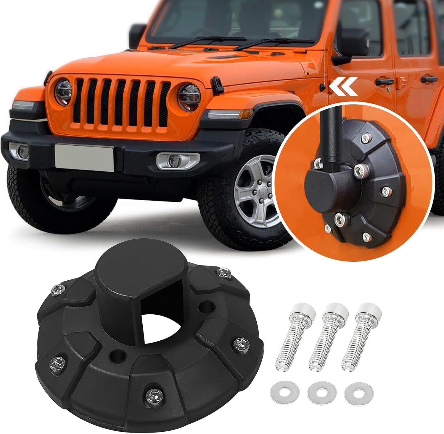 Antenna Base Cover for Jeep Wrangler JK JKU JL JLU Gladiator JT 2007-2022 2023 ABS Antenna Aerial Base Cover Antenna Mount Lid Cap Black Aerials Bottom Protector