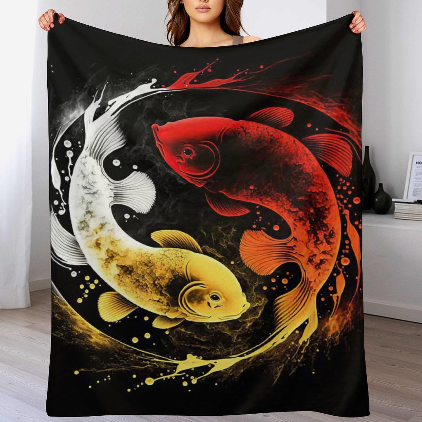 Couverture poisson plaid polaire toutes saisons idéal pour voyager et canapé