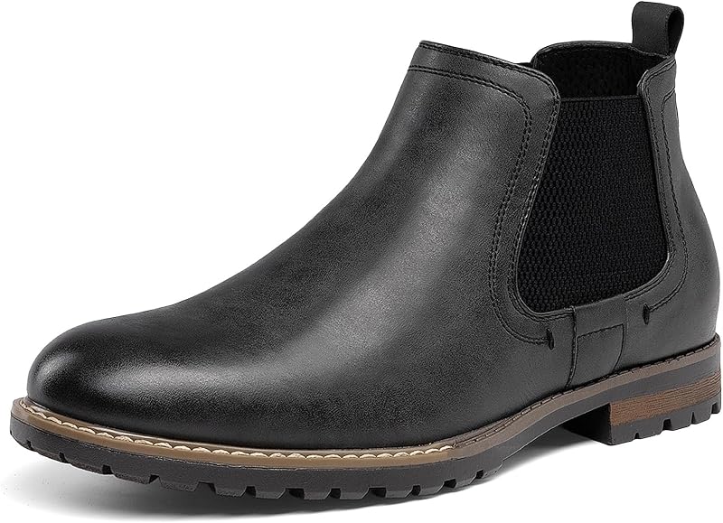 Botín Chelsea informal sin cordones para hombre | Plantilla acolchada para botas de vestir clásicas, fácil de poner y quitar, antideslizante, adecuada para el trabajo, citas, reuniones y bodas.