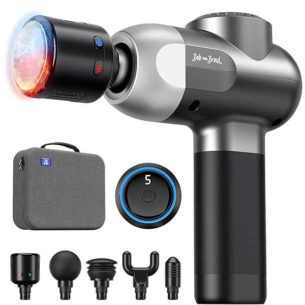BOB AND BRAD C2 Pro Massage Gun with Heat and Cold Therapy, Mini Massager Gun Deep Tissue, Heated Professional Electric Back Massager for Athletes, Handheld Massager