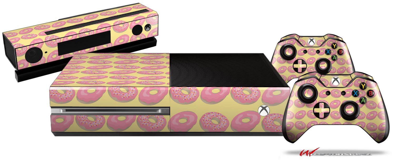 Donuts Yellow - Holiday Bundle WraptorSkinz Decal Style Vinyl Skin Wrap compatible with XBOX One Original Console, Kinect and 2 Controllers (GAMING SYSTEM NOT INCLUDED)