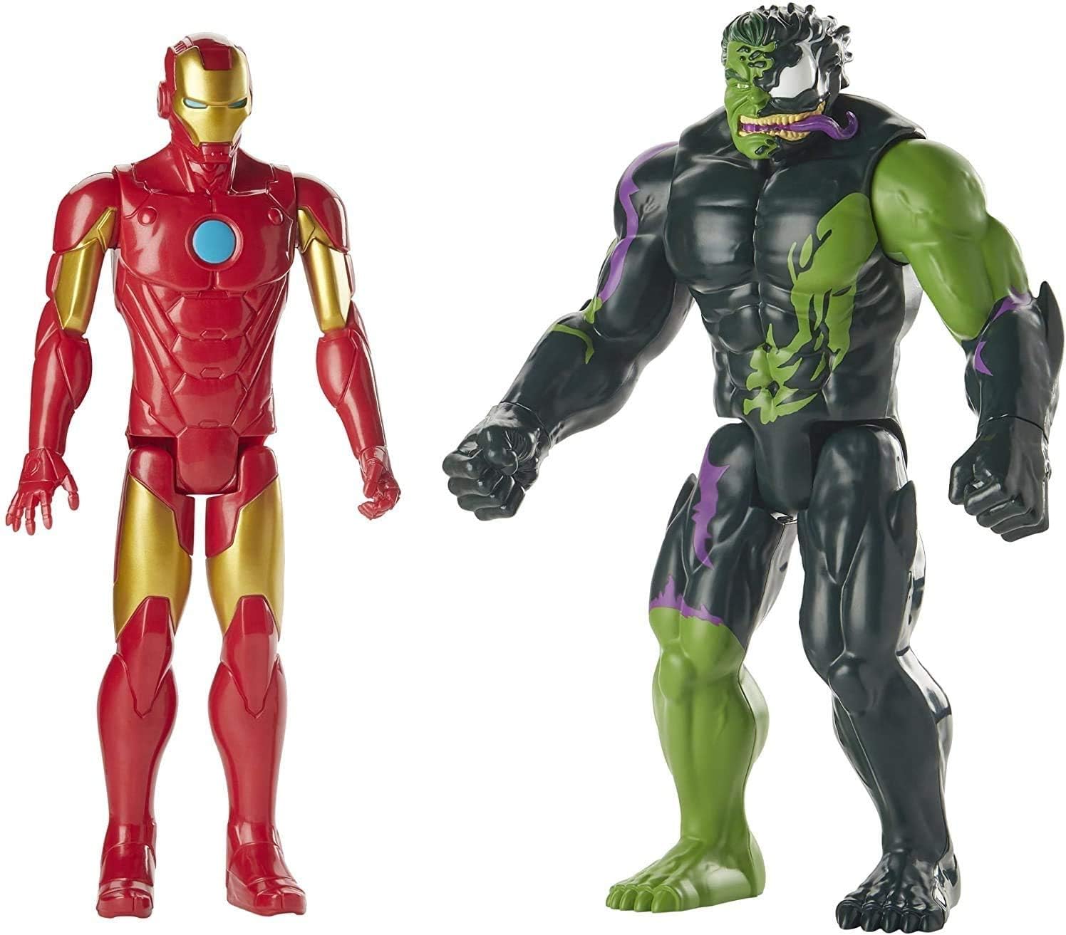 Marvel Titan Hero 12" Spider-Man Maximum Venom Series Iron Man vs Venomize Hulk 2 Pack