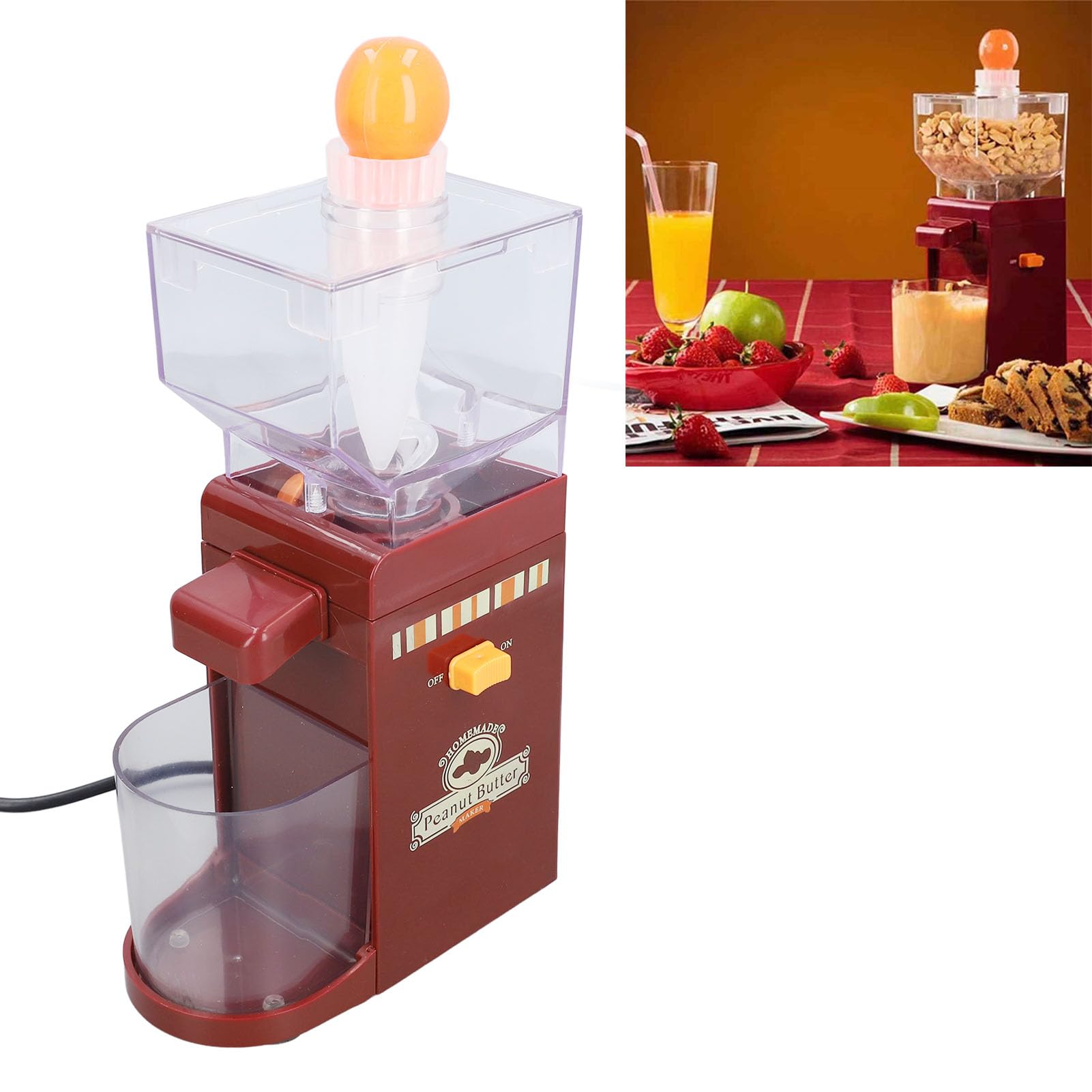 Ejoyous Nussmühle Elektrisch, Mandelmühle mit Abnehmbarem Mahlwerk Erdnussbuttermaschine Nussbutter Maschine, für Mandeln Cashewnüsse Haselnüsse Erdnüsse (EU-Stecker 220 V)