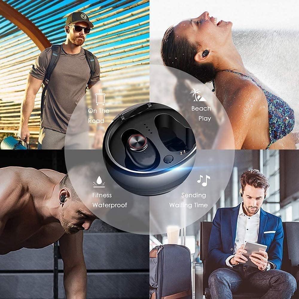 GeRRiT Veri auricolari wireless, isolamento acustico negli auricolari Auricolari sportivi invisibili, mini auricolari Bluetooth 5.0 Auricolari portatili Stereo, microfono integrato