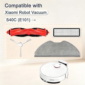 Xiaomi Vacuum S40C E101 と互換性のある交換キット - メインブラシ 2 個、サイドブラシ 8 個、HEPA フィルター 個、モップパッド 個