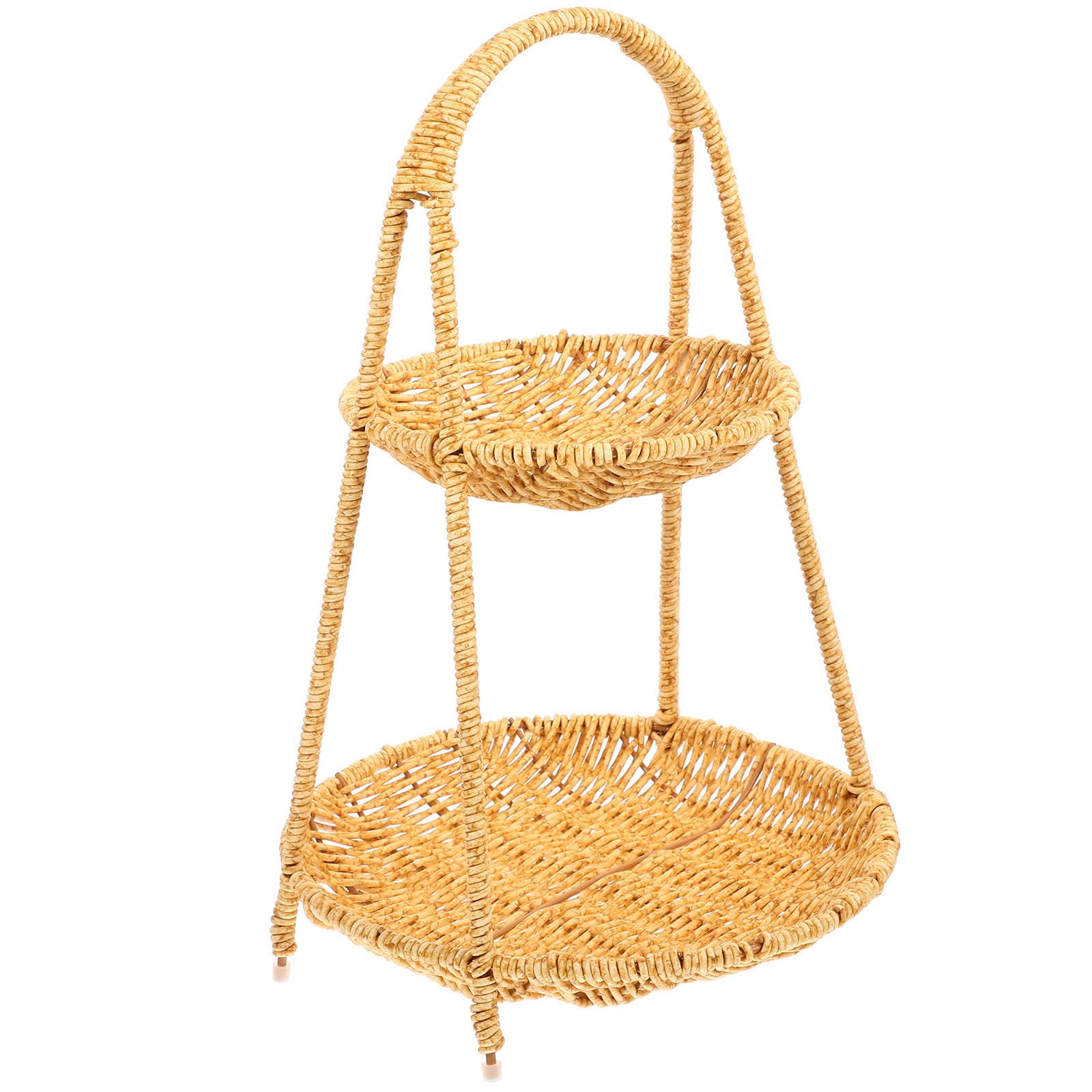 Cesta para frutas STOBAZA de estilo pastoral, organizador tejido a mano para cocina