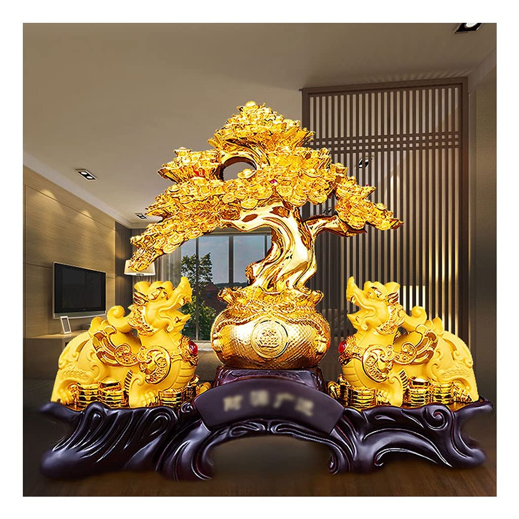 HCZKIUJY Luck and Wealth Crystal Tree 12.20 Inch Crystal Wealth Tree Feng Shui Tree Ornaments Wealth Tree Lucky Tree Crystal Tree Wealth Tree Gift Tree Bonsai Golden Chakra Money Tree (B)
